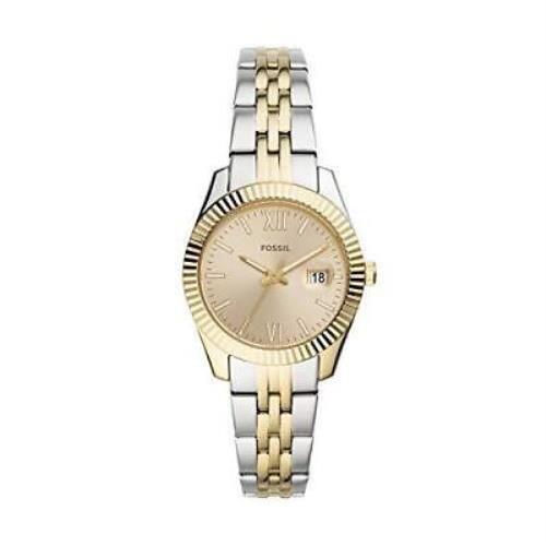 Fossil Women`s Scarlette Mini Quartz Stainless Steel Leather Three-hand Watch Silver/Gold