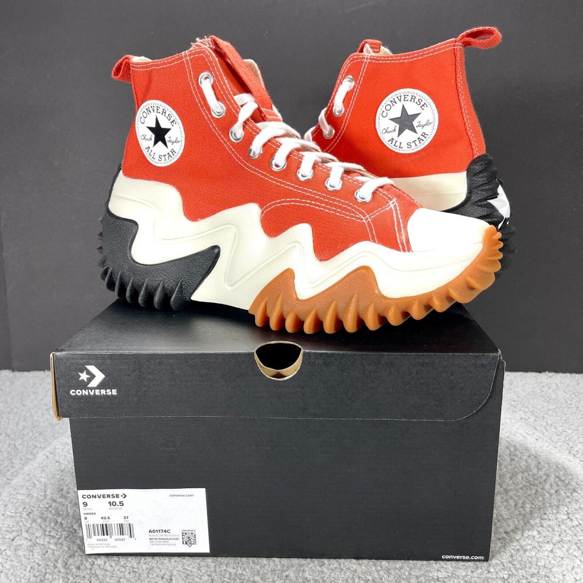 Converse Run Star Motion HI Unisex Men`s 9 Women`s 10.5 Sneakers Shoes Orange