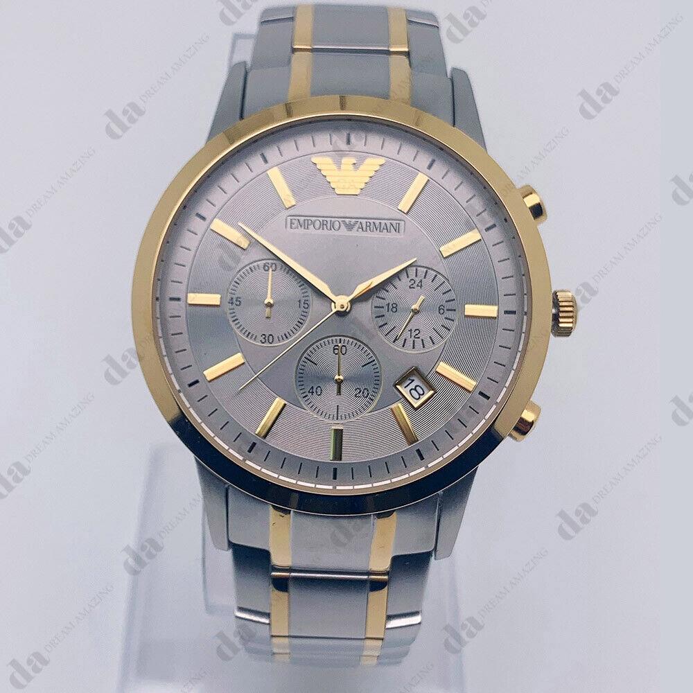 Emporio Armani AR11076 Renato Stainless Steel Two Tone Chronograph Men`s Watch