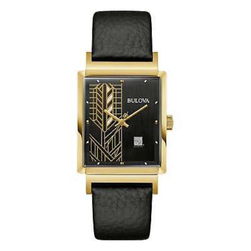 Bulova 97A176 Frank Lloyd Wright 29.5MM Men`s Black Leather Watch