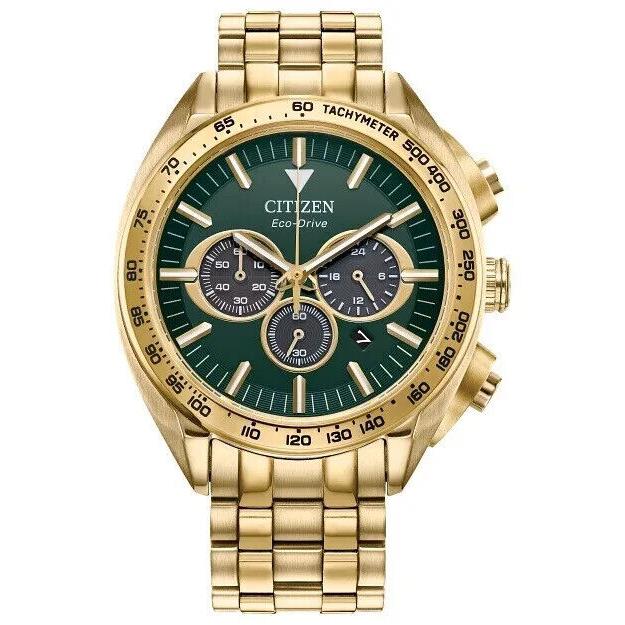 Citizen Eco-drive Luxury Carson Chronograph Green Dial Men`s Watch CA4542-59X