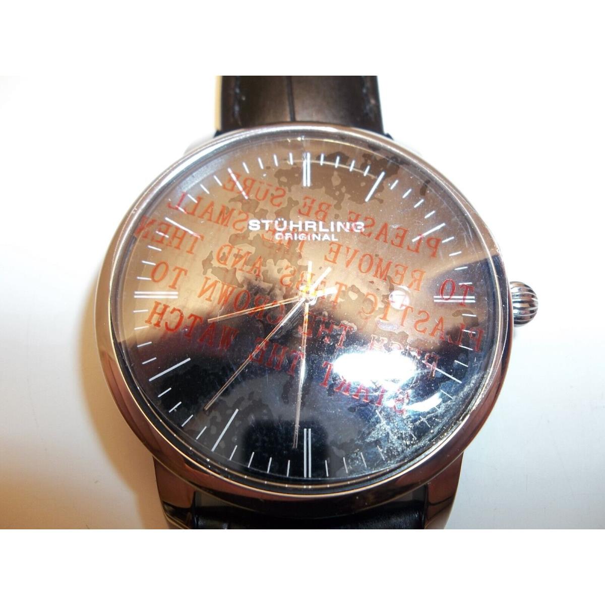 Stuhrling Original Watch Leather Band Krysterna Crystal Stainless