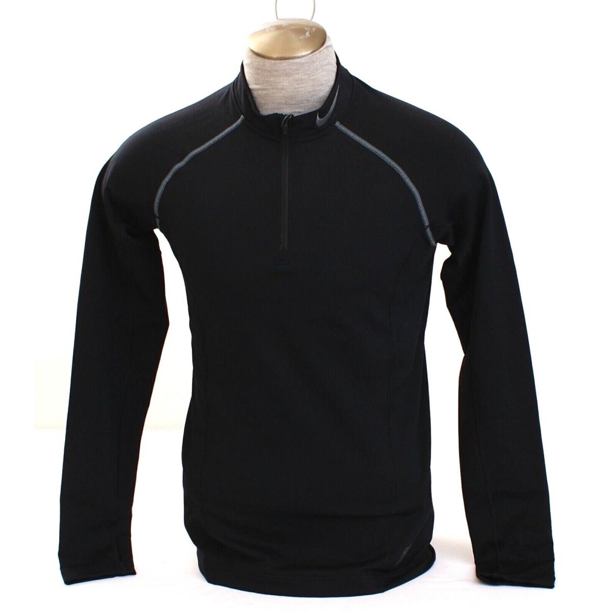 Nike Pro Combat Dri Fit Hyperwarm 1/4 Zip Black Fitted Shirt Men`s M