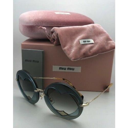 Miu Miu Sunglasses Smu 01S VA0-0A7 62-14 Gold Tortoise w/ Brown Blue Hearts