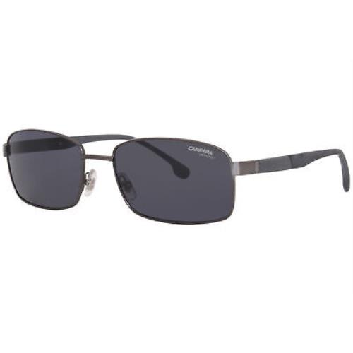 Carrera 8037/S R801R Sunglasses Men`s Semi Matte Dark Ruthenium/grey Lenses 58mm