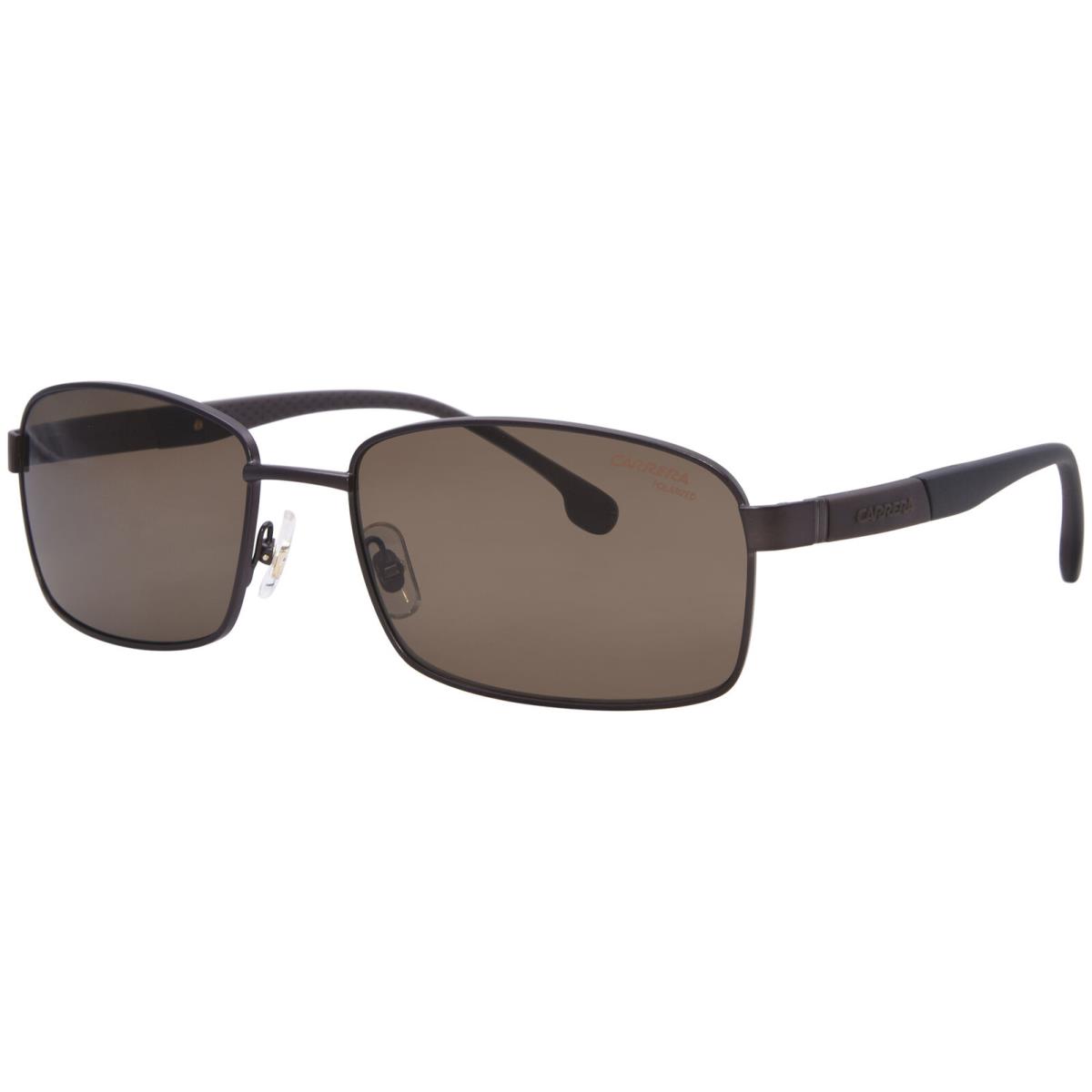 Carrera 8037/S Vzhsp Sunglasses Men`s Matte Bronze/brown Rectangle Shape 58mm