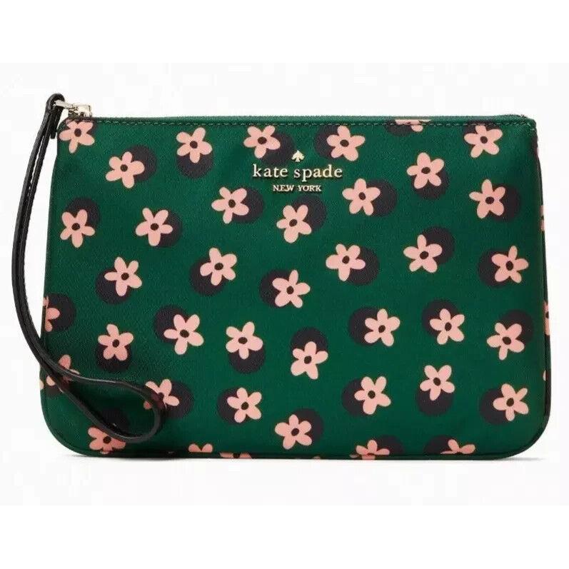 Kate Spade Chelsea Green Floral Nylon Wristlet K8251 Wallet Retail