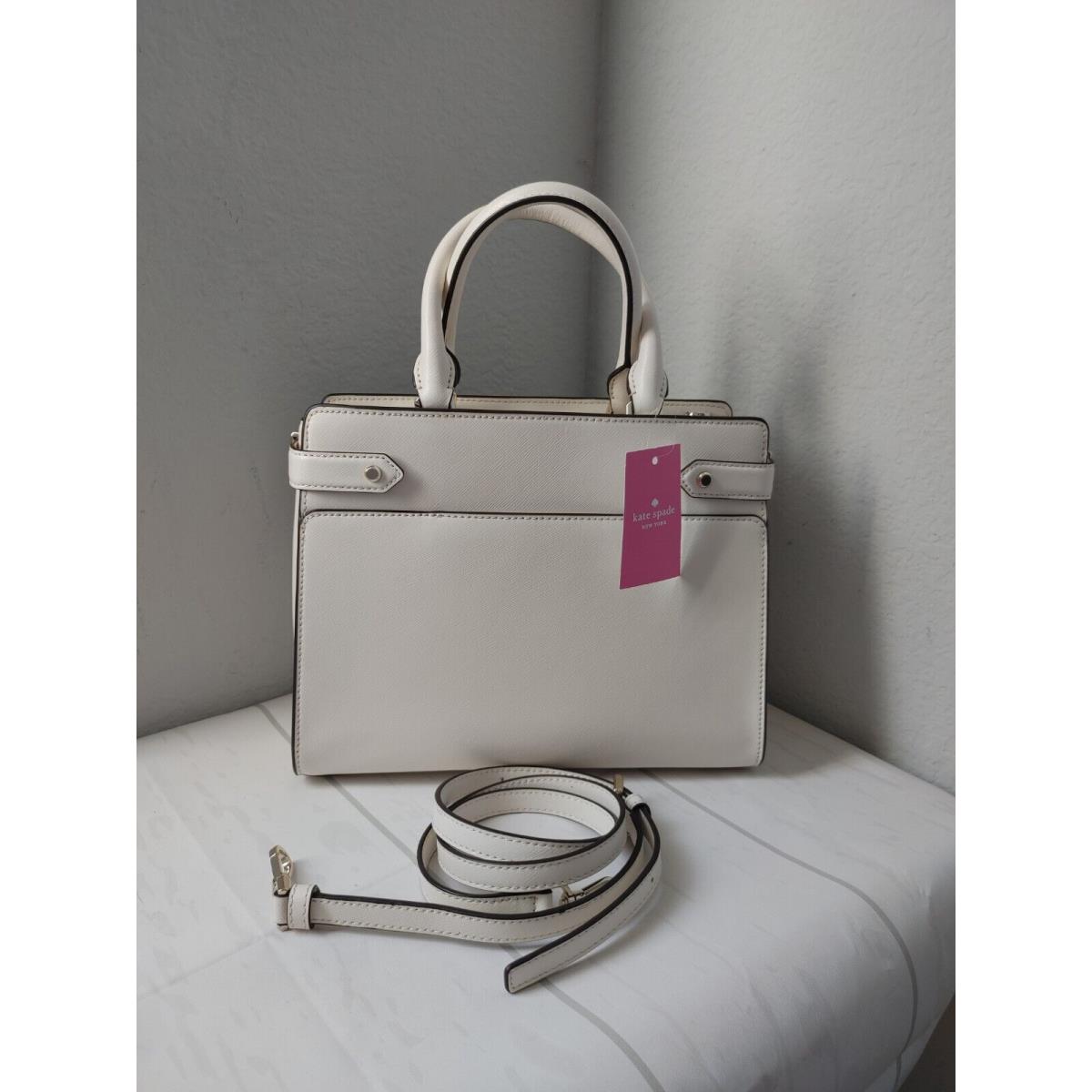 Kate Spade Staci Medium Satchel Purse Leather Shoulder Bag Parchment