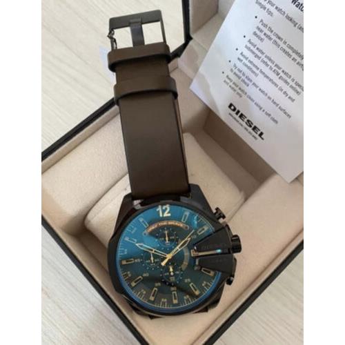 Diesel Men`s Mega Chief Chronograph Brown Leather Watch DZ4401