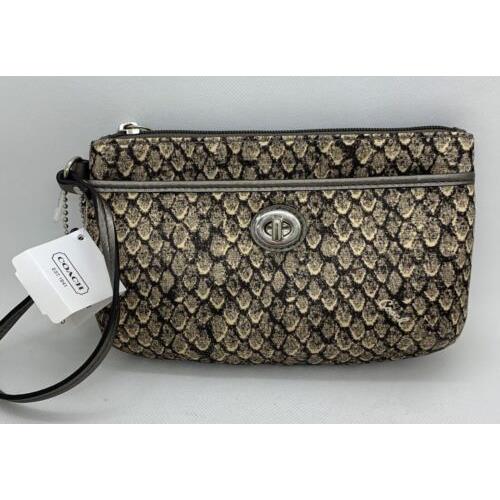 Coach Snakeskin Wristlet Mini Purse Bag Wallet 5  Gunmetal - Coach bag  - 018602100776 | Fash Brands