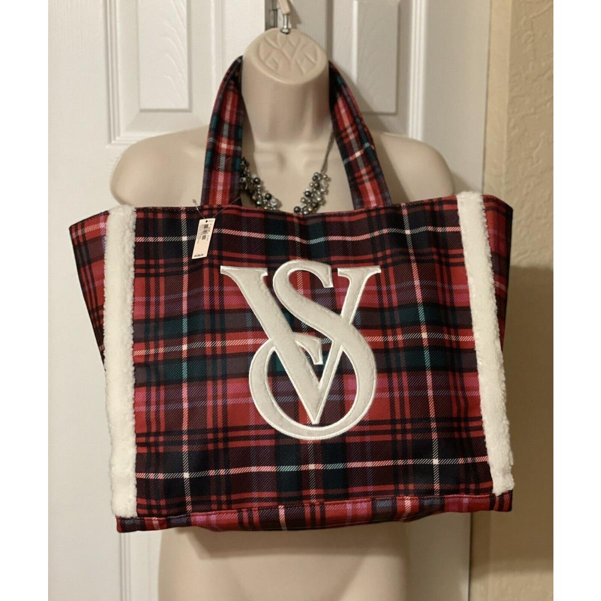 Victoria’s Secret Tote Bag Black Friday 2021 Tote Duffle Bag In Red Plaid  hg7