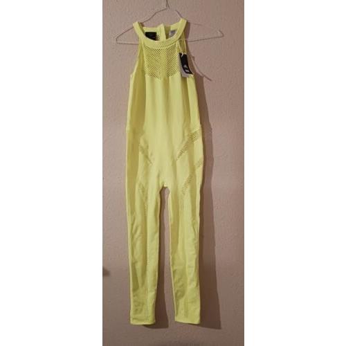 Adidas Ivy Park Beyonc Women Mesh Knit Catsuit Solar Yellow Size Large HR9034