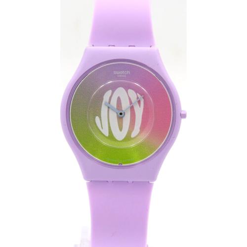 Swiss Swatch Skin Time For Joy Silicone Purple Women Watch 34mm SS09V101