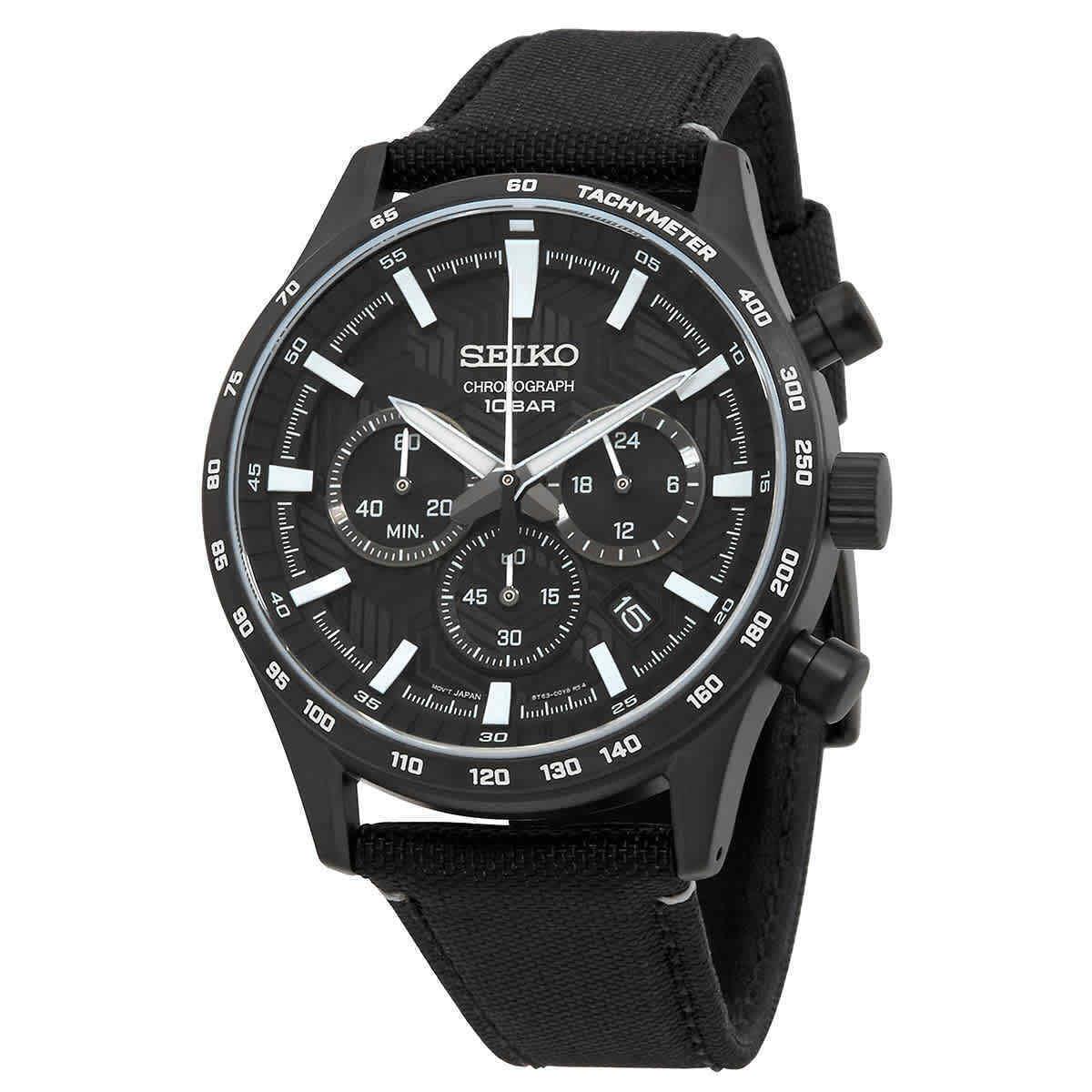 Seiko Chronograph Quartz Black Dial Men`s Watch SSB417P1