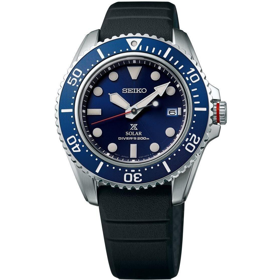 Seiko Men`s Solar Prospex Divers 200M Black Silicone Strap Watch - SNE593P1 - Black