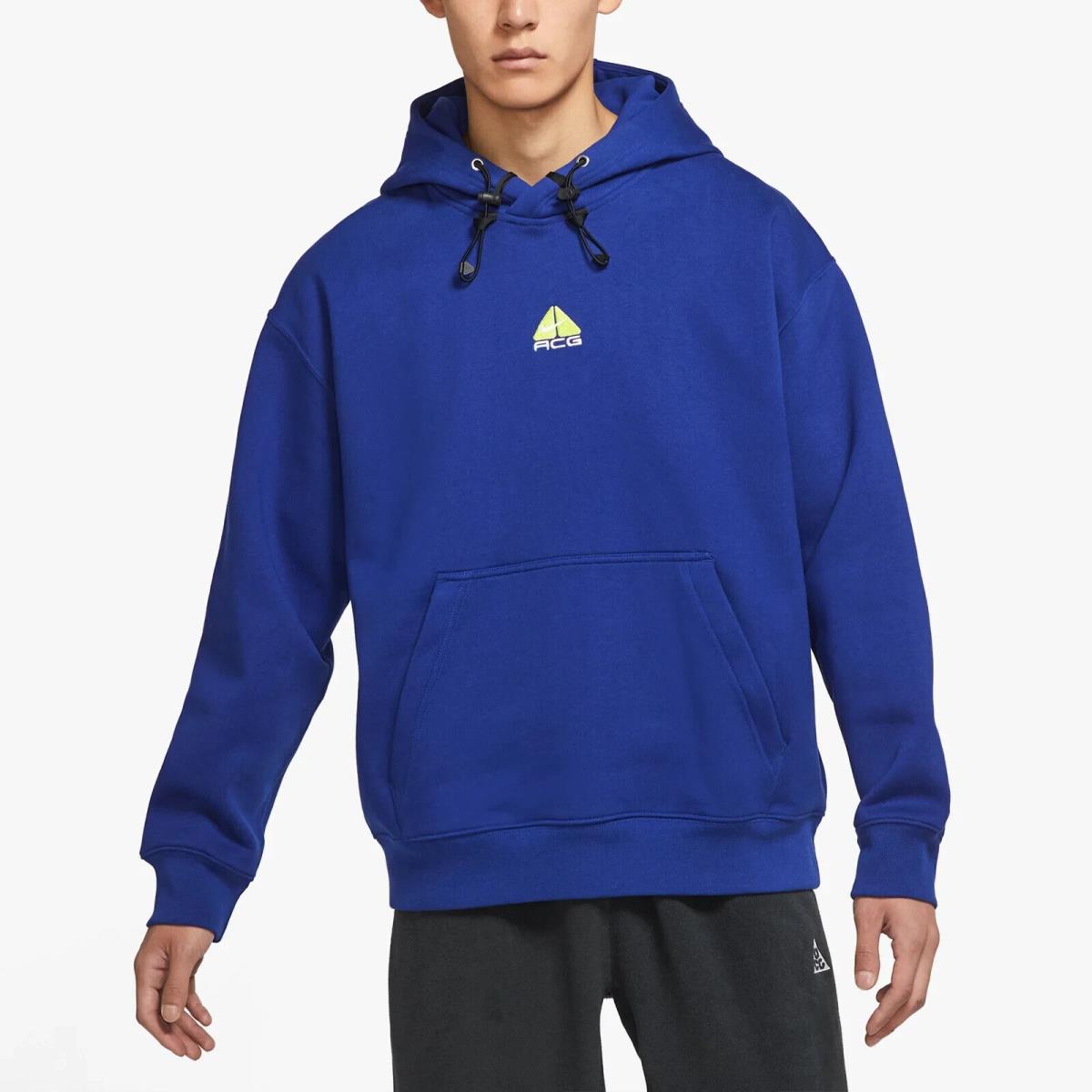 Men`s M Nike Acg Therma-fit Fleece Hoodie Heavyweight Sweatshirt Blue DH3087-455