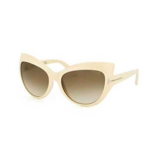 Tom Ford Bardot Sunglasses Ivory Frame Gradient Brown Lens FT0284 25F 59-17 130