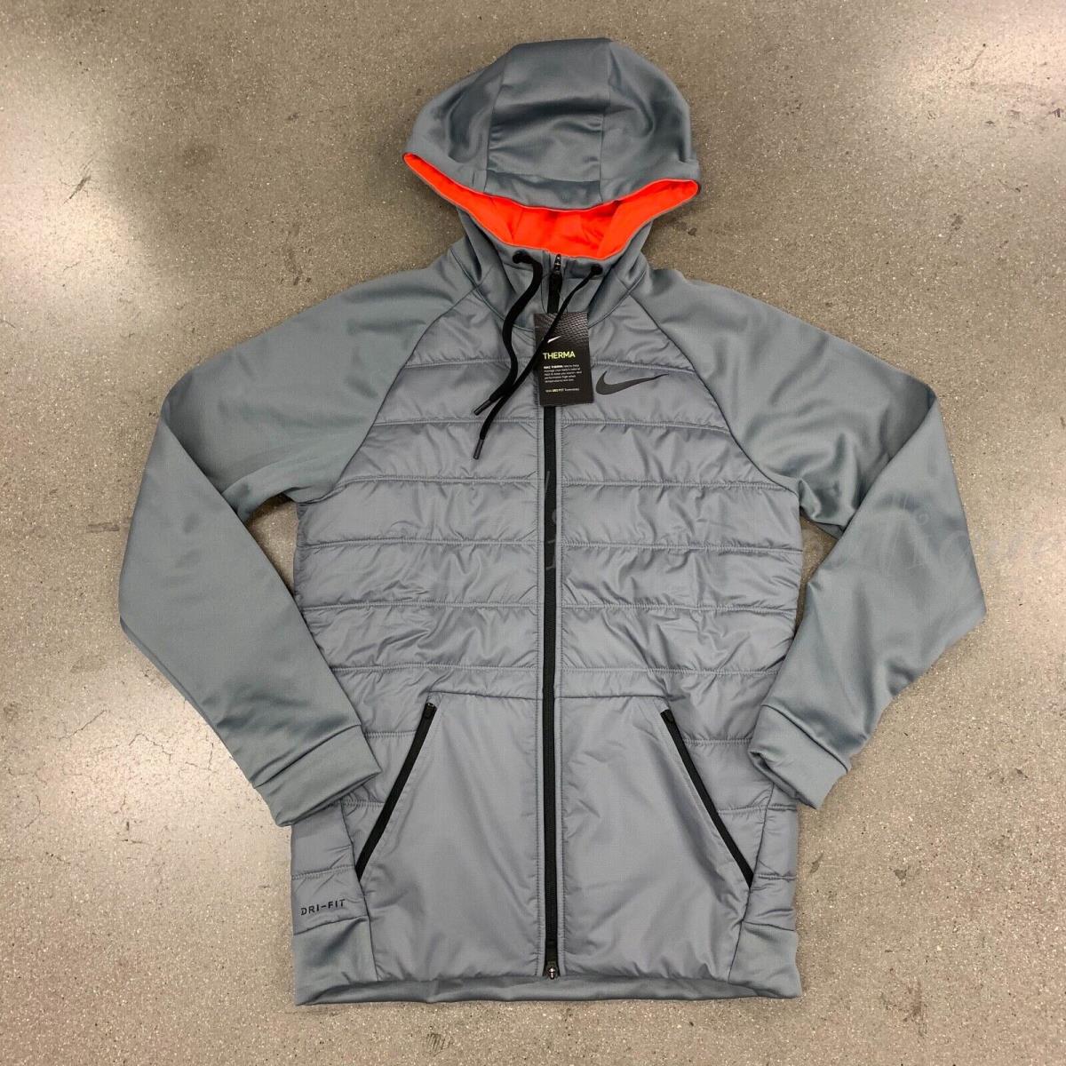 Nike 864103-065 Men Therma Dri-fit Full-zip Hooded Winter Jacket Grey Size S