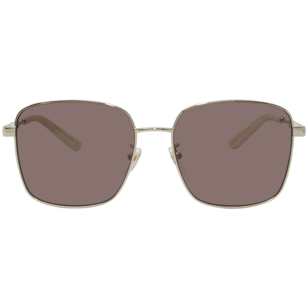 Gucci GG0825SK 004 Sunglasses Women`s Gold-white/brown Lens Fashion Square 58mm