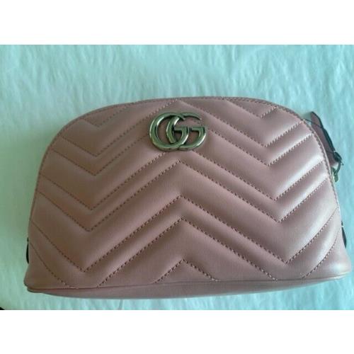 Gucci Marmont GG Pink Matelasse Pouch Clutch Leather Bag Handbag Purse