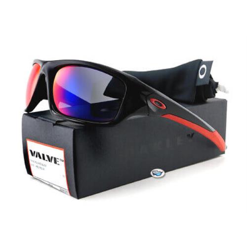 Oakley Valve Sport Wrap Sunglasses Polished Black / +red Iridium Lens