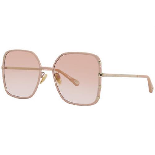 Chloe CH0143S 003 Sunglasses Women`s Pink/gold/orange Lenses Square Shape 59mm