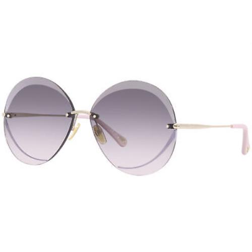Chloe CH0063S 001 Sunglasses Women`s Gold/grey Gradient Lenses Round Shape 64-mm