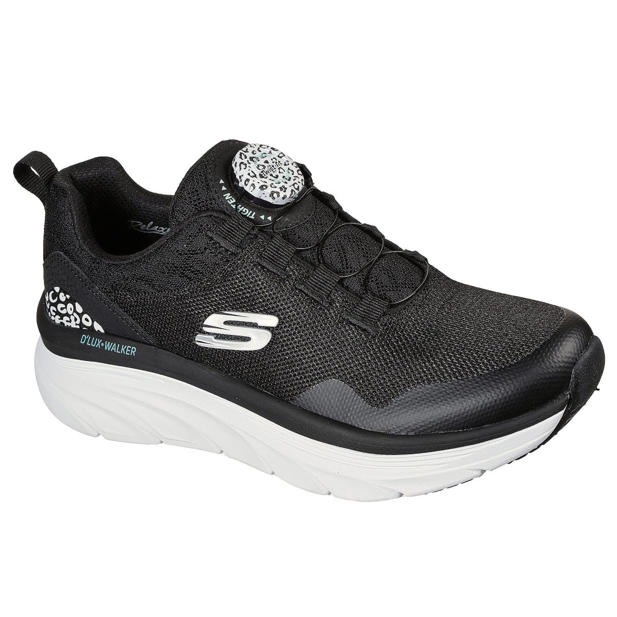 Skechers Womens D`lux Walker Player Athletic Shoes Black/White