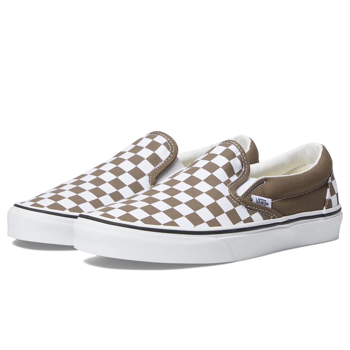 Unisex Sneakers Athletic Shoes Vans Classic Slip-on Color Theory Checkerboard Walnut