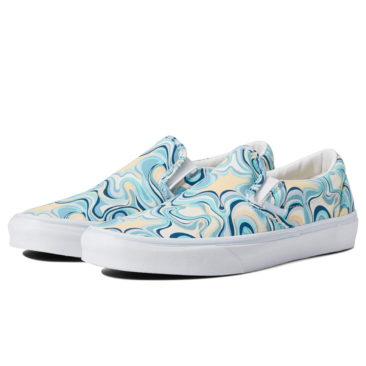 Unisex Sneakers Athletic Shoes Vans Classic Slip-on Swirl Turquoise