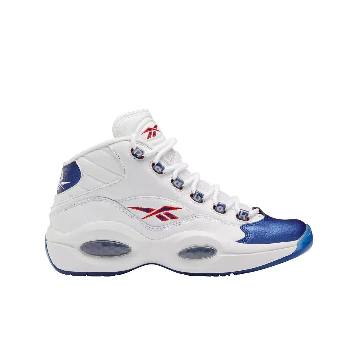 Mens Reebok Question Mid Basketball Shoes Size 7 White Blue GX0227 Iverson