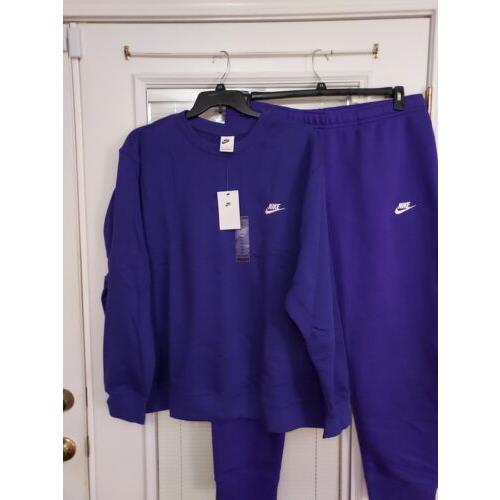 Nike Size 3X Sportswear Club Purple Sweatsuit