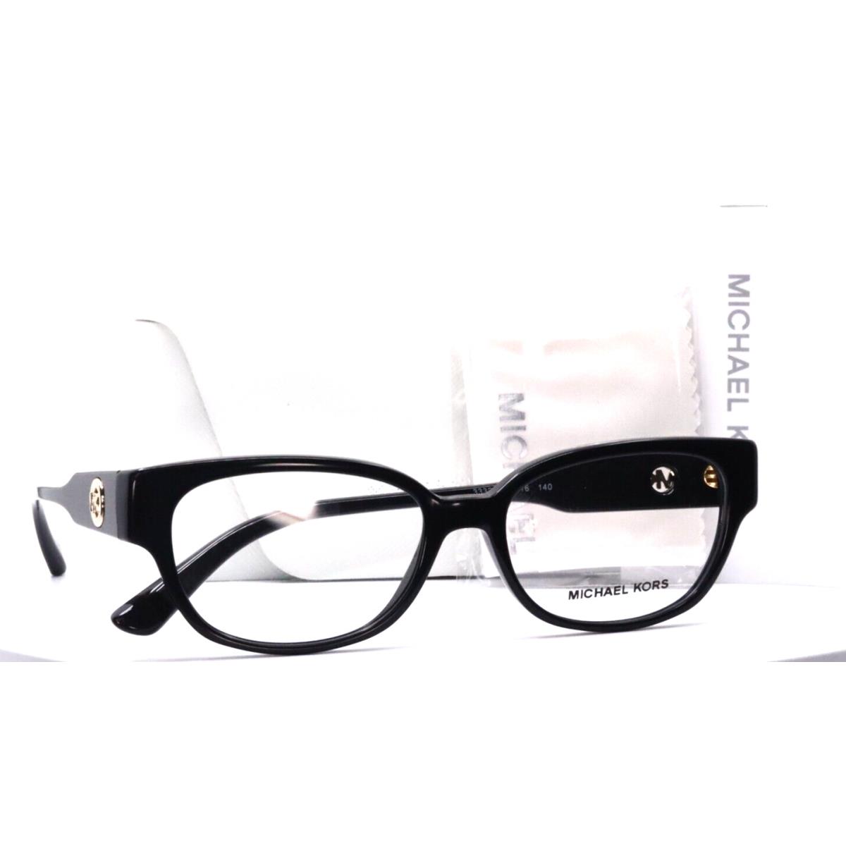 Michael Kors MK4072 Pauda 3332 Black Womens Rectangle Eyeglasses 52-16-140 B:37