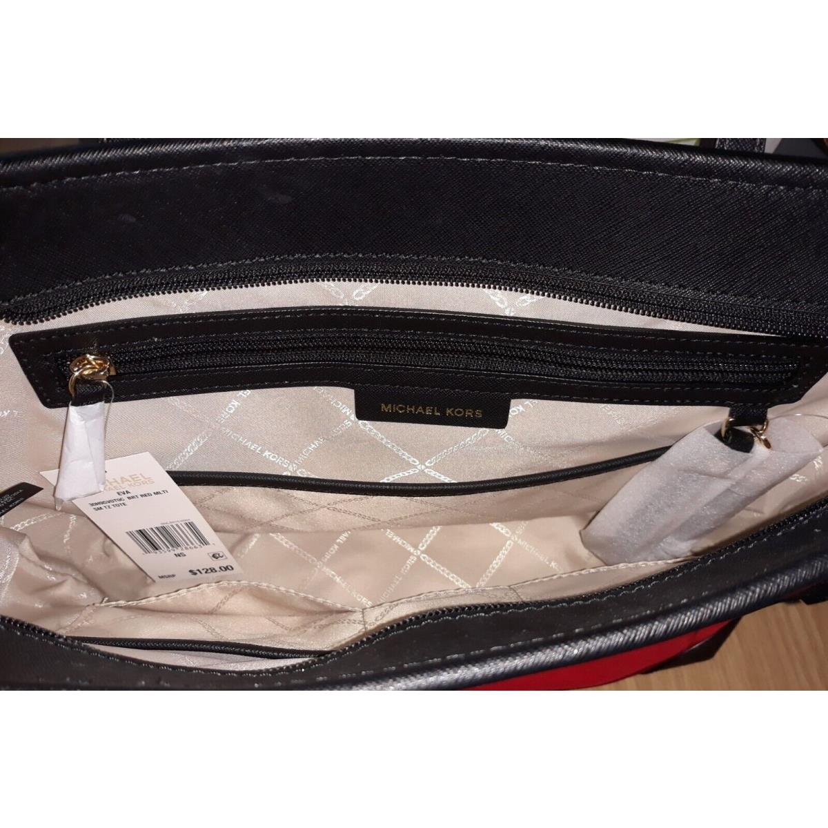 Michael Kors Red Black Gold Zip Top Nylon Tote Purse Shoulder Bag   - Michael Kors bag - 026157458327 | Fash Brands