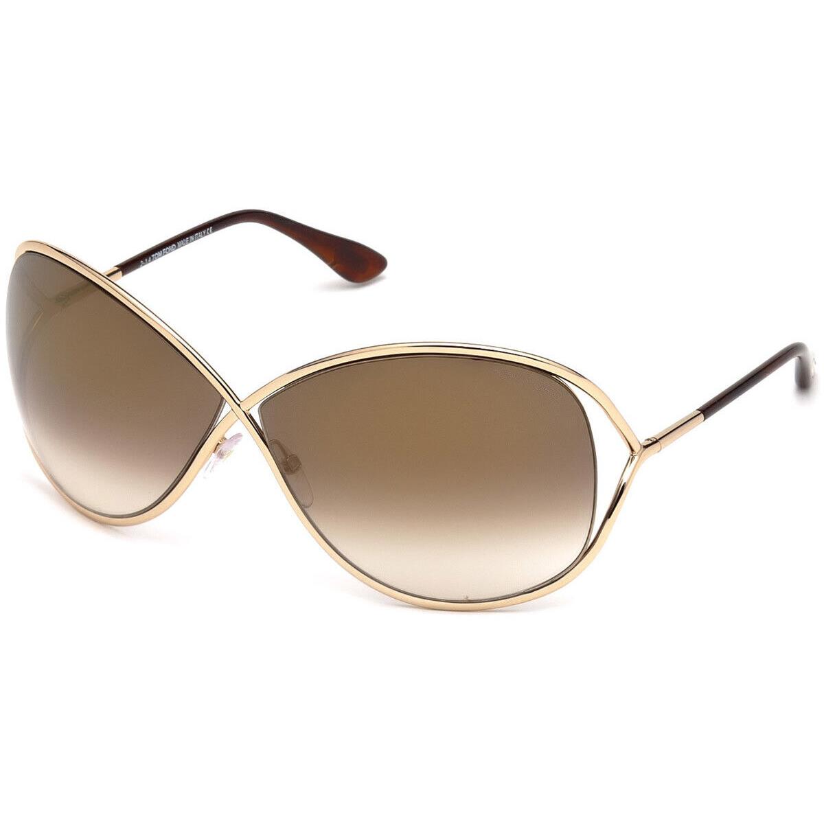 Tom Ford FT0130 Miranda Sunglasses Shiny Rose Gold Gradient Brown Flash 68mm