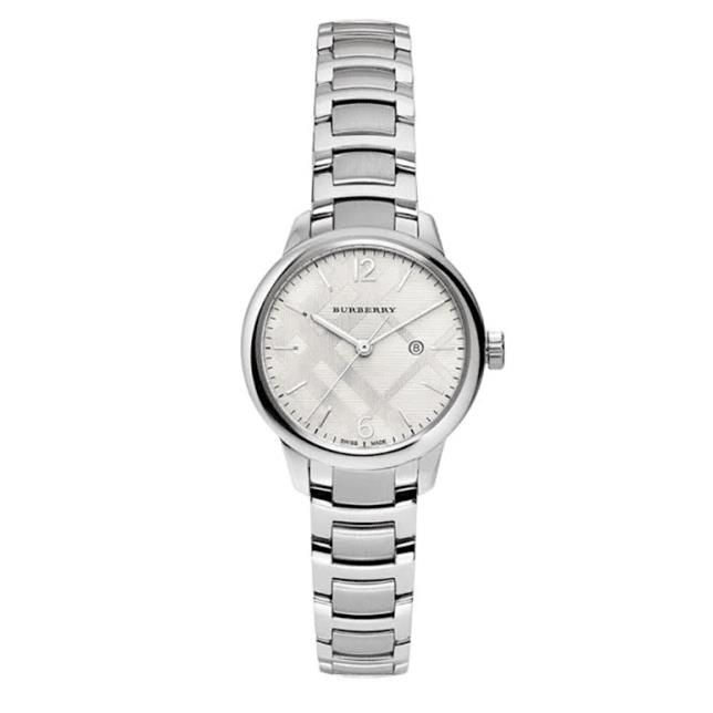Burberry BU10108 The Classic 32mm Stainless Steel Women`s Watch - Dial: Beige, Band: Silver, Bezel: Silver
