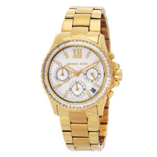 Michael Kors Everest Chronograph Quartz Crystal White Dial Ladies Watch MK7212 - Dial: White, Band: Gold-tone, Bezel: Gold-tone