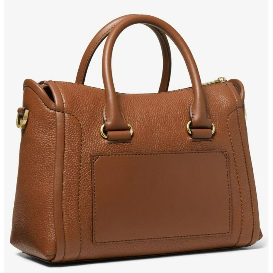 Michael Kors Carine Medium Luggage Brown Leather Crossbody Satchel Bag