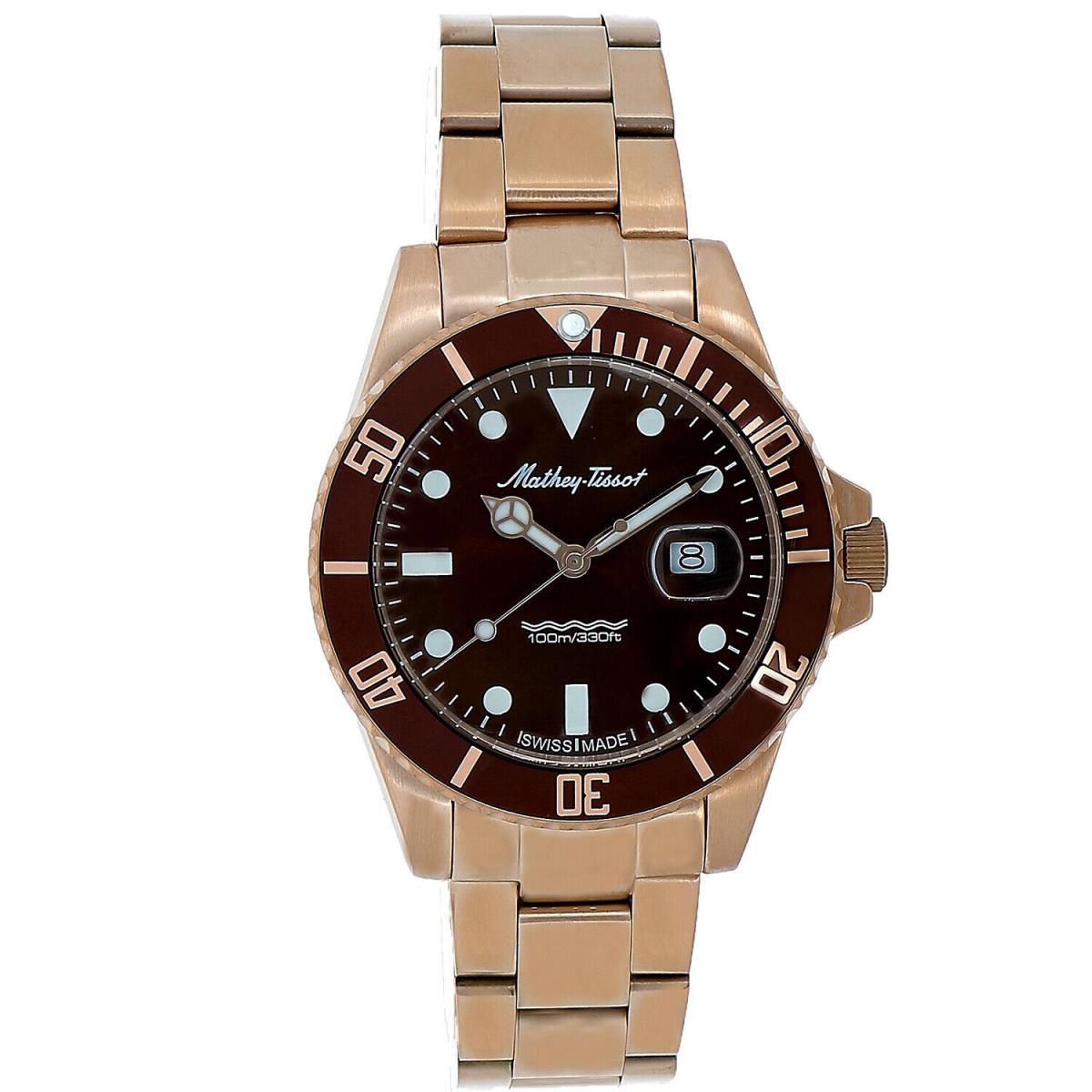 Mathey Tissot Men`s Classic Brown Dial Watch - H908APRM - Dial: Brown, Band: Rose gold