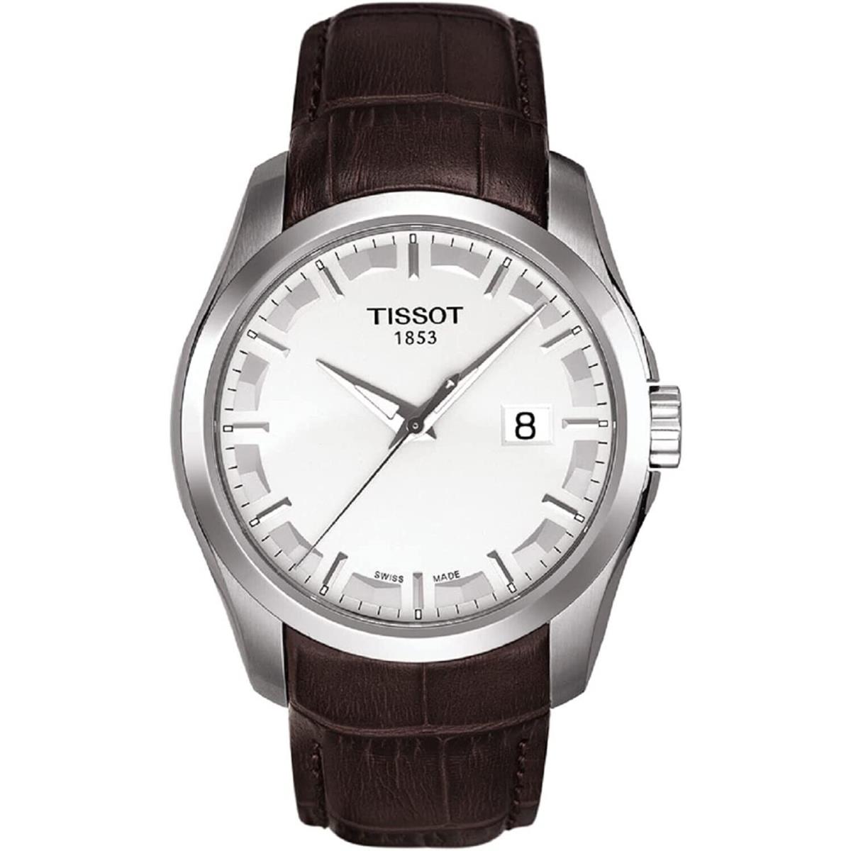 Tissot Men`s Watches Couturier T035.410.16.031.00 - Dial: White, Band: Brown, Bezel: Silver