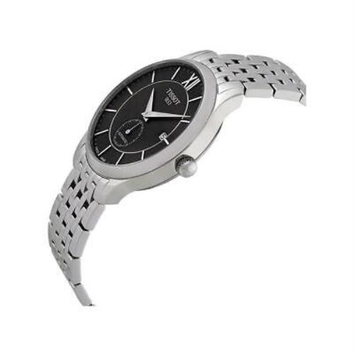 Tissot watch Tradition - Dial: Black, Band: Gray, Bezel: Silver