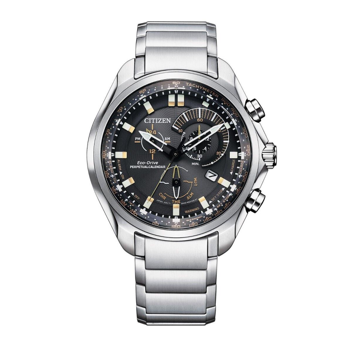 Citizen Men`s Sport Chronograph Calendar Eco Drive Silver Watch 43 MM BL5600-53E