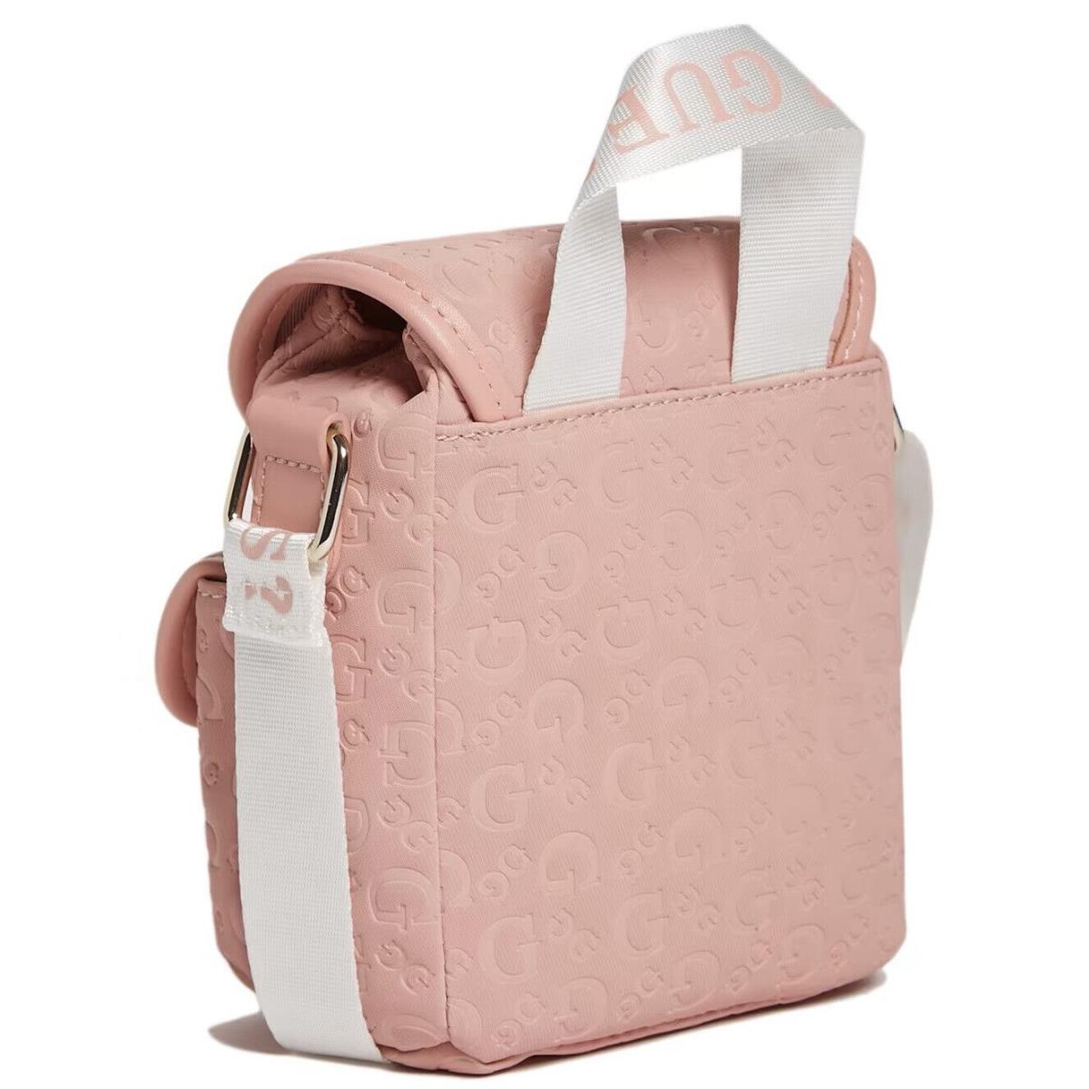 Guess Women`s Pink Logo Embossed Mini Backpack Style Crossbody Bag Handbag