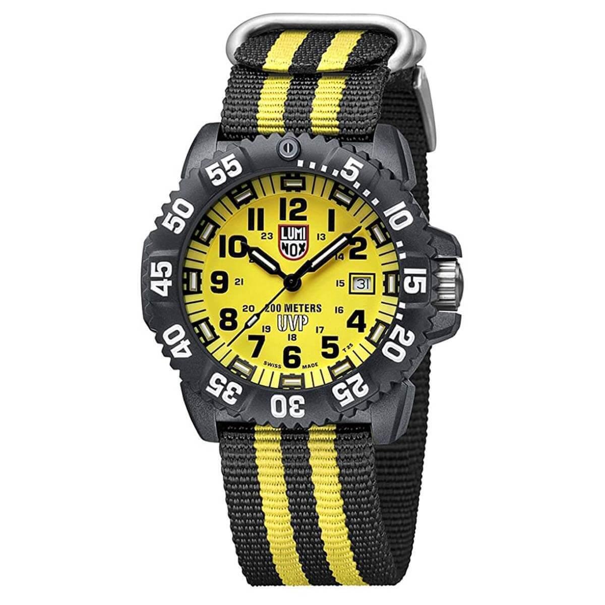 Luminox Men`s Watch Set Sea Navy Seal Yellow and Black Nylon Strap 3955.SEF