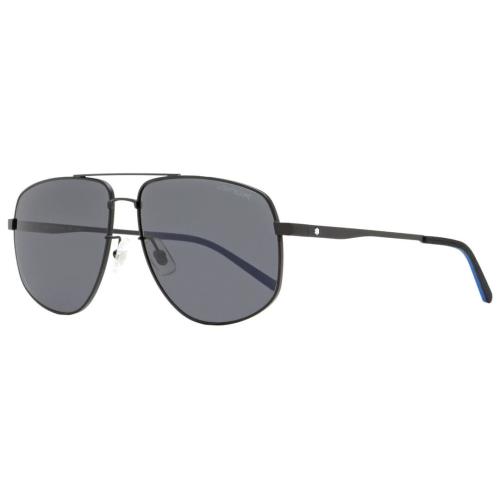 Montblanc S3554 Mens Semimatte Black/ Grey Brow Bar Aviator Sunglasses 60mm