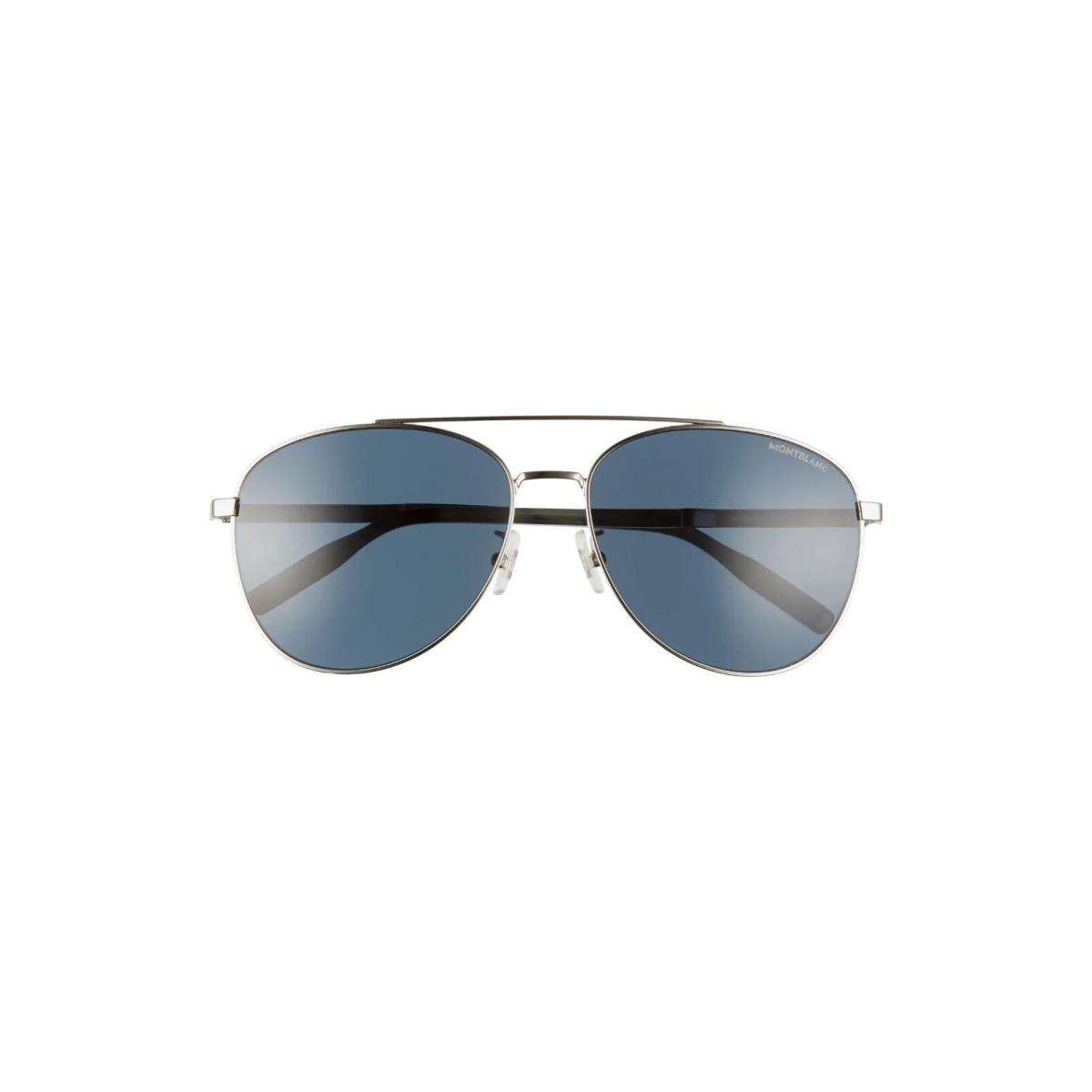 Montblanc S2621 Mens Grey Brow Bar Aviator Sunglasses 61mm