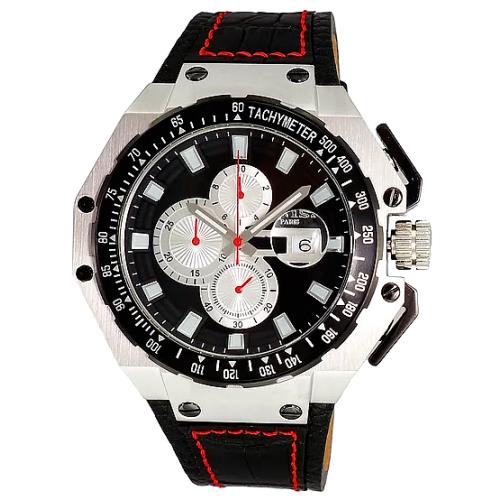Oniss ON3255-MBK Quartz Chronograph Black / Silver Dial 55 MM Gent`s