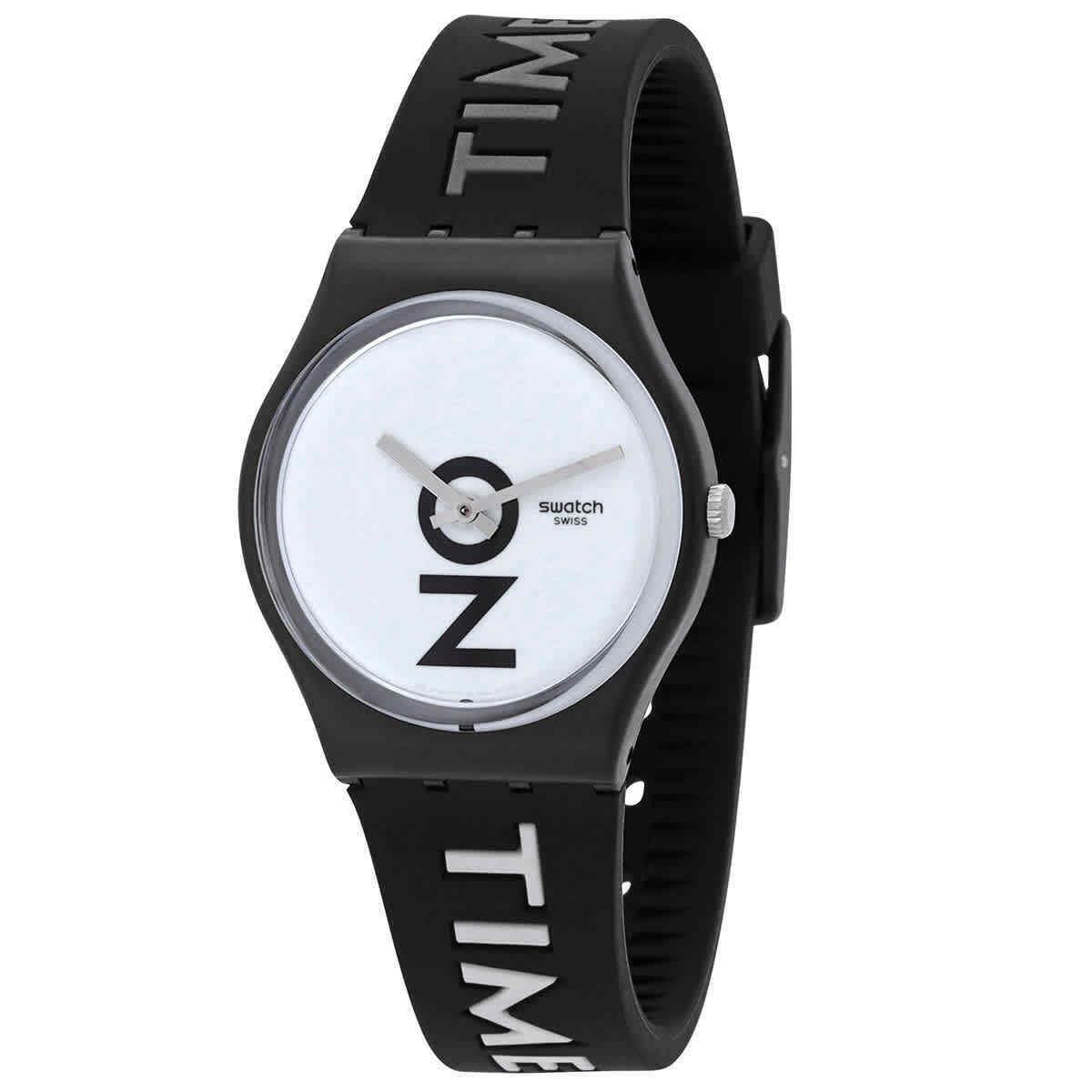 Swatch Always There Quartz White Dial Unisex Watch GB328 - Dial: White, Band: White, Bezel: Black