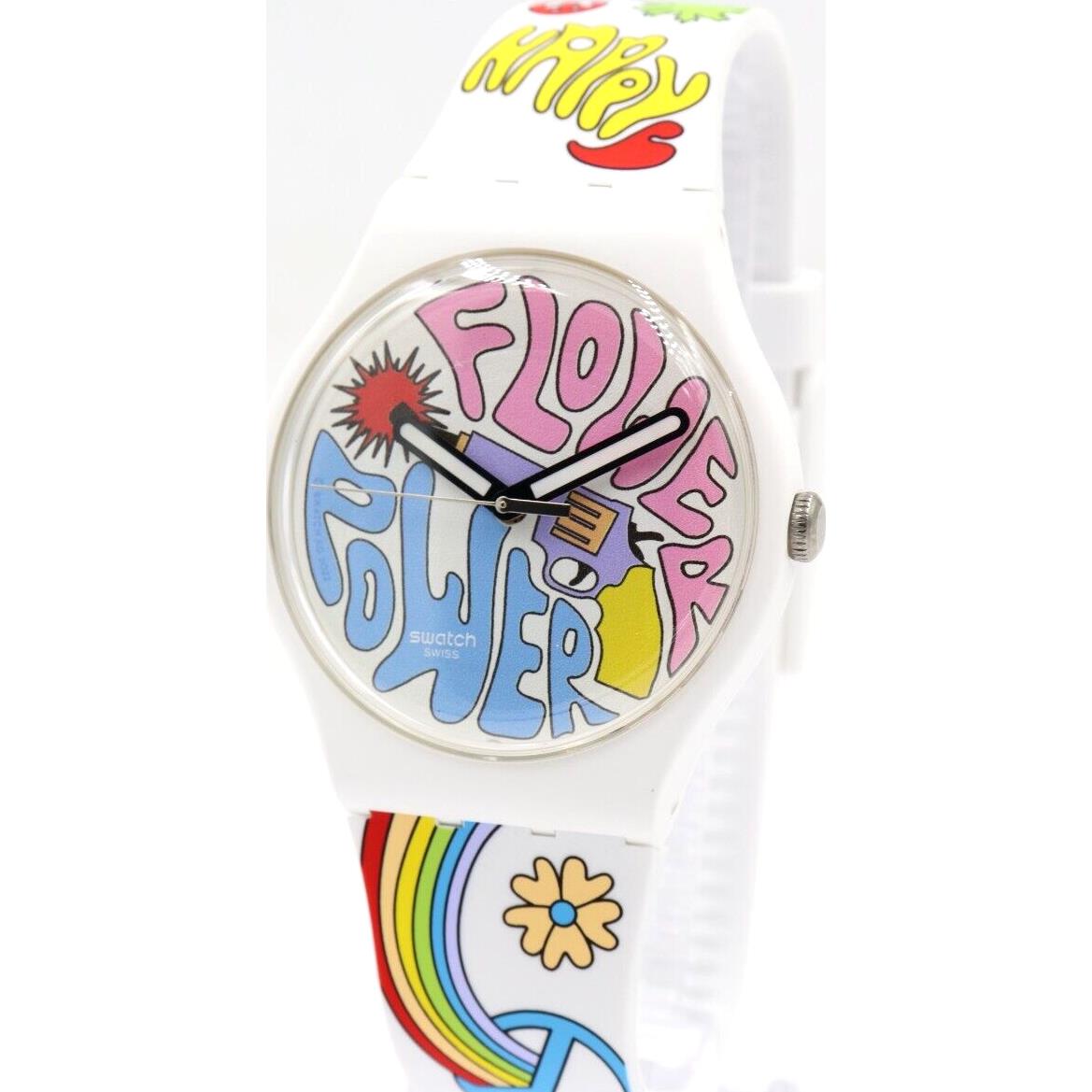 Swiss Swatch Bioceramic Power OF Peace White Silicone Watch 40mm SO32W107