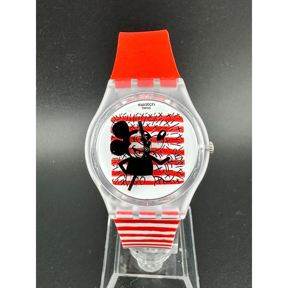 Swatch Disney Mickey Mouse x Keith Haring White-red Silicone Watch 34mm GZ352